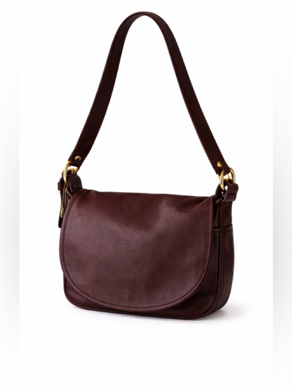 Coach Vintage Brown Leather Flap Shoulder Bag NYC Glove Tanned Leather Structure - Picture 14 of 16